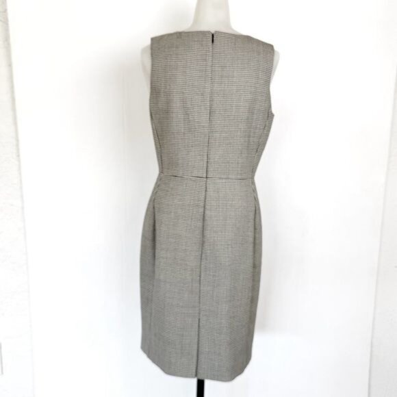 J Crew Wool Sleeveless Sheath Dress Black and White Herringbone Button 6 - Picture 4 of 11
